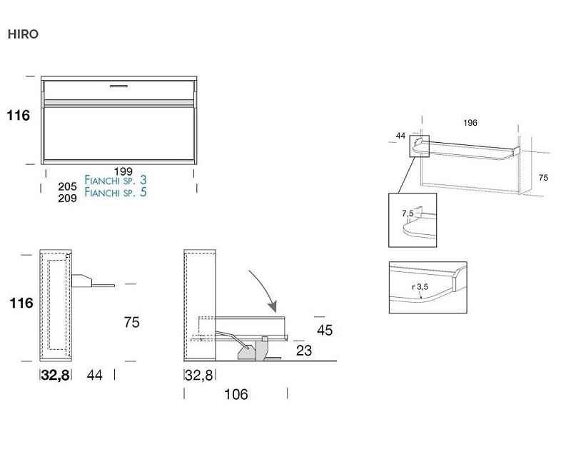 HIRO - sklápacia posteľ s písacím stolom