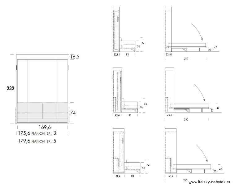 Sklápacia posteľ s rohovou sedacou súpravou NOBU PENISOLA